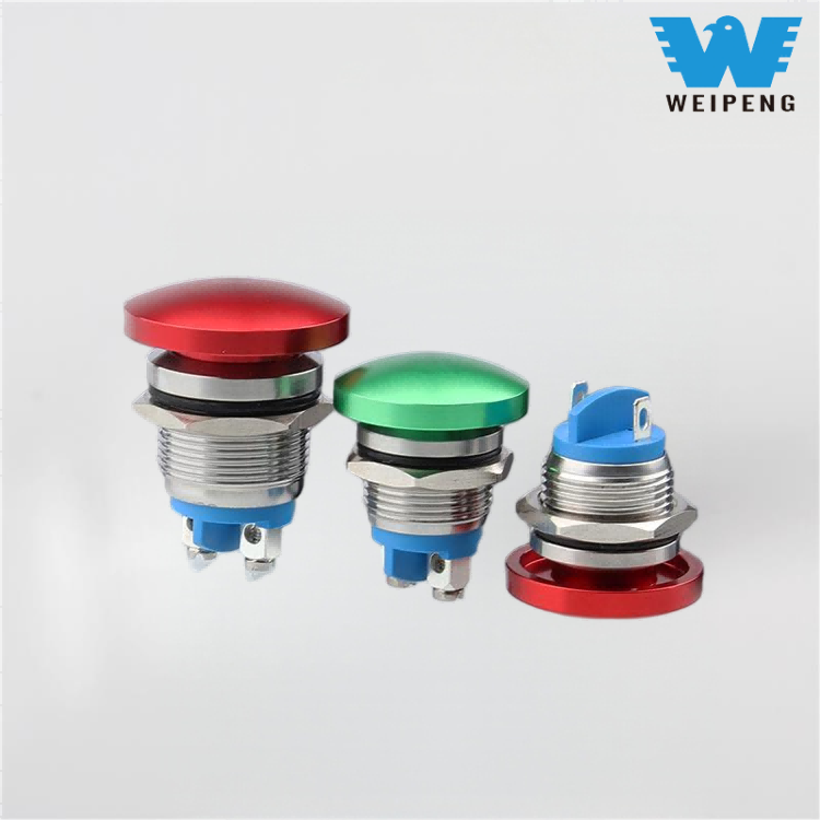 16/19/22mm Athraigh Athshocraigh Cnaipe Brúigh Miotail Ceann Muisiriún