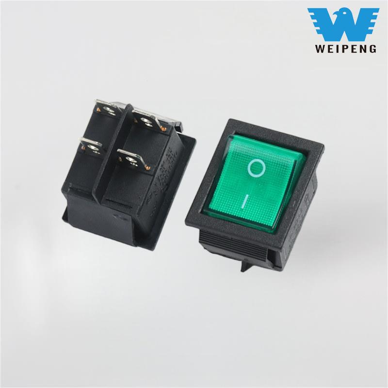 Kcd4 Rocker Switch 2-Seasamh Ceithre Bioráin le Solas